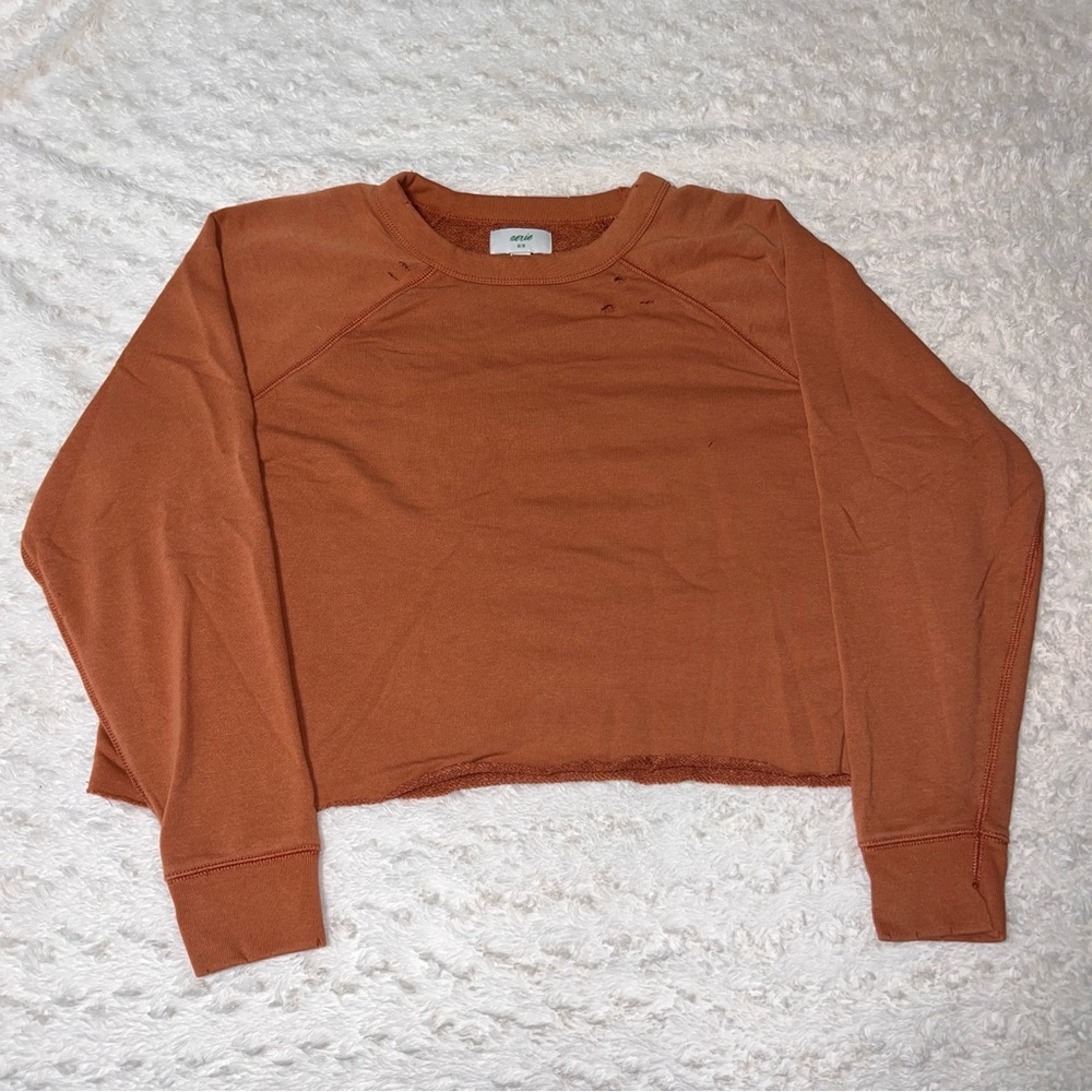 NWOT aerie distressed cropped sweatshirt (medium)
